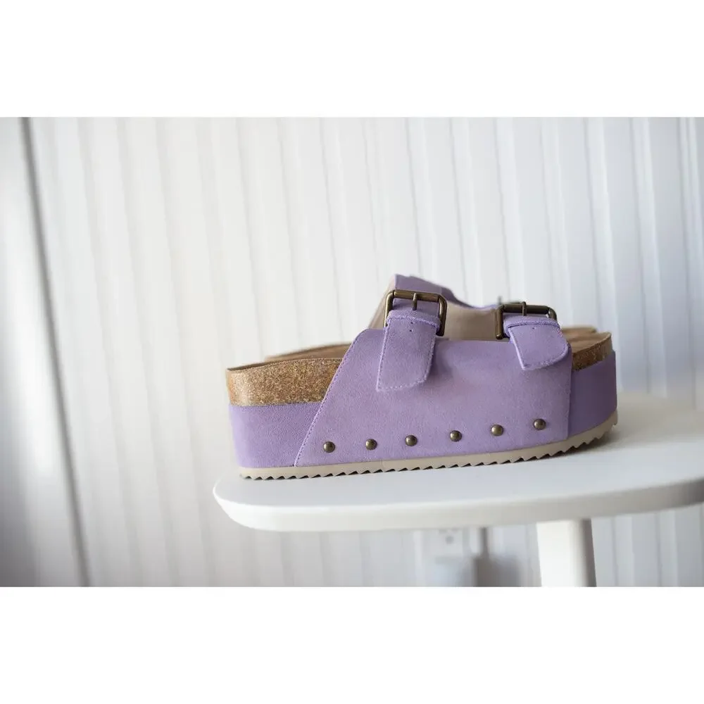 Free People Rule Breaker Platform Sandals Purple Suede 37 - Picture 6 of 7